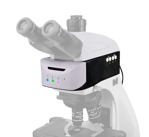 Насадка эпи-люминесцентная моторизованная MAGUS Epi-FL04M LED, блоки люминесцентных фильтров B/G/UV картинка