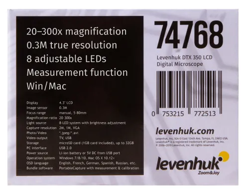 Микроскоп цифровой Levenhuk DTX 350 LCD картинка