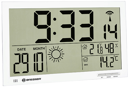 Метеостанция (настенные часы) Bresser MyTime Jumbo LCD, белая картинка