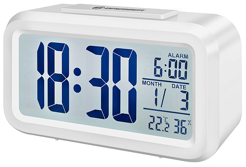 Часы настольные Bresser MyTime Duo LCD, белые картинка